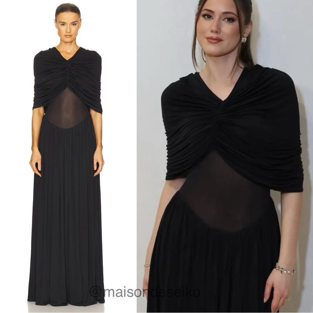 Helsa Maxi Dress Black Philomena Off Shoulder Wedding Guest size S